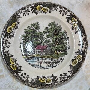 Royal China "Fair Oaks" dinner plate in the yellow floral pattern.